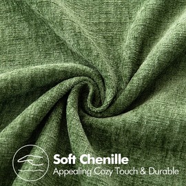 Woaboy Pack of 2 Moss Green Pillow Covers 12x20 Inch Soft Chenille Couch Throw Pillows Solid Color Cushion Covers Home Decoration for Spring Sofa Living Room