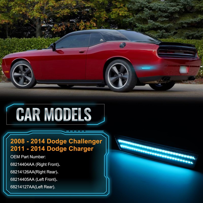 POPMOTORZ Ice Blue LED Side Marker Lights Assembly Compatible With