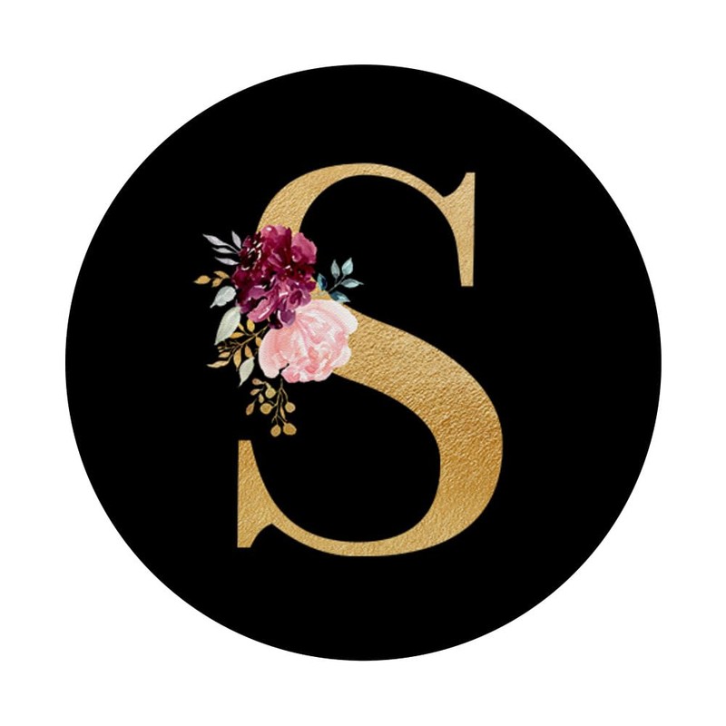 Initial Floral Letter Flowers Roses Monogram Letter S PopGrip Expanding