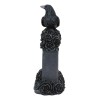 Gothic Raven Crow Perching On Black Roses Graveyard Tomb Headstone