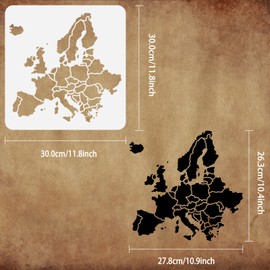 FINGERINSPIRE Europe Map Stencil 30 x 30 cm Hollowed Great Britain Germany France Italy Spain Map Stencil Europe Travel Place Maps Craft Stencil for Photo Album, Wall, Paper