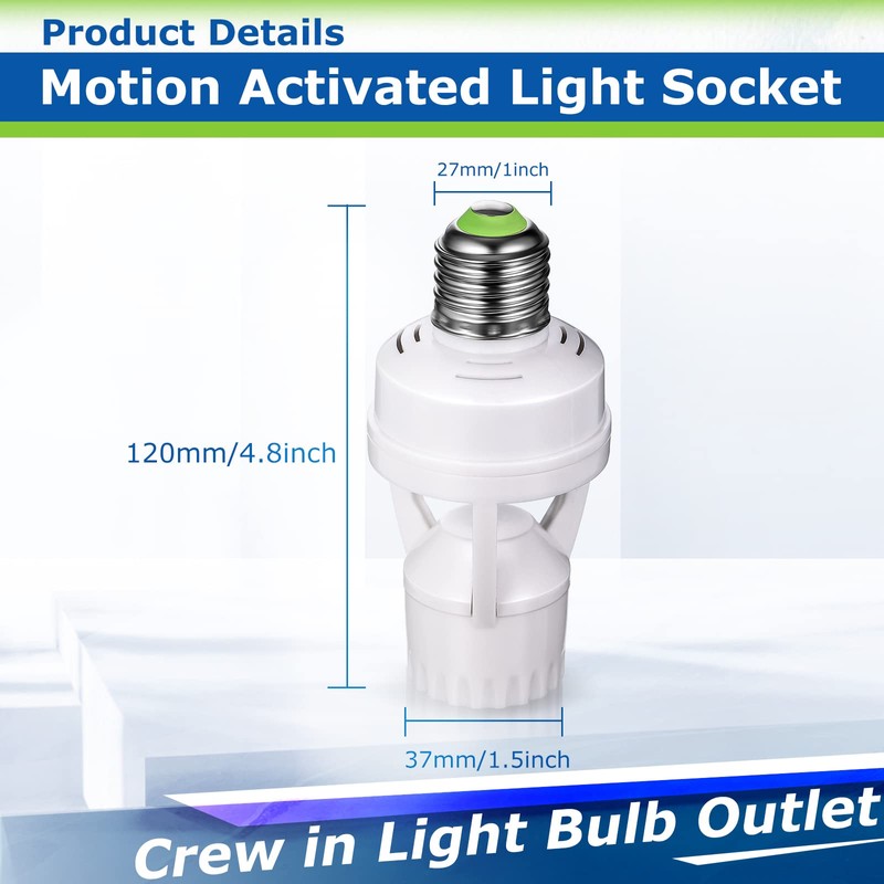 Hortsun 3 Pieces Hortsun Motion Sensor Light Socket Smart Screw
