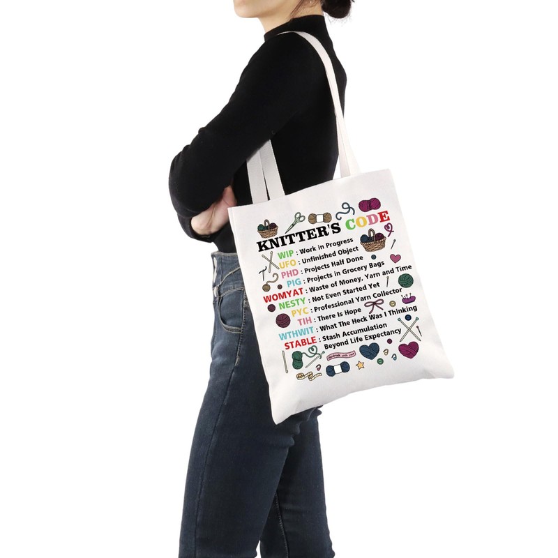 PYOUL Knitting Gift Knitter’s Code Tote Bag Knit Handbag Knitter