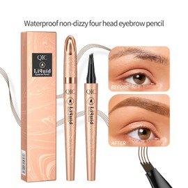 Eyebrow Pencil, Eyebrows Pen with 4 Micro-Fork Tip Long-lasting Waterproof Eyebrow Pen and Smudgeproof Brow Pen,Creates Natural Looking Defined Eyebrows(Black)