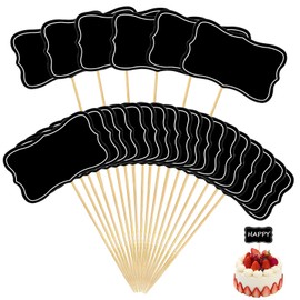 Cheese Markers for Charcuterie Board - 52 Pieces Blank Toothpick Flags Cupcake Toppers Appetizer Signs Buffet Food Labels for Wedding Birthday Party and Event Decorations (Black)