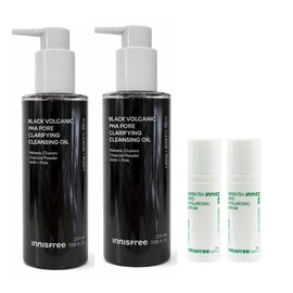 Innisfree Black Volcanic Flower Paha Pore Cleansing Oil 2pcs + Hyaluronic Acid Serum 15mlx2pcs free / 이니스프리 블랙 화산송이 파하 모공 클렌징 오일 2개+히알루론산 세럼 15mlx2개증정