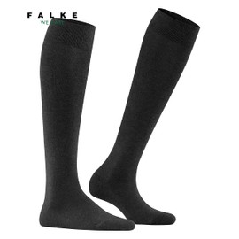 FALKE Women's Family Knee-High Socks Sustainable Cotton Black White More Colours Ladies Thin Long Sock Plain For All Seasons Work Or Casual Looks 1 Pair, Grey (anthracite melange 3089) environmentally