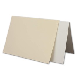 10 x Card Set DIN B6-12 x 17 cm - 120 x 170 mm - Folding Cards with Letter Envelopes and Insert Sheets - Ribbed Structure Surface - Cream Chamois - Vintage Invitation Cards