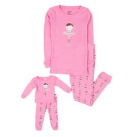 Leveret Ballerina Matching Doll & Girl 2 Piece Pajama Set 100% Cotton (3 Years)