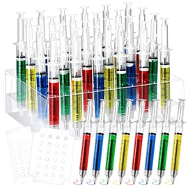 Chiisong 24 Pcs Syringe Pens Nurse Pens Bulk with Plastic Display Box Christmas Nurse Week Appreciation Gift Retractable Novelty Fun Blood Gift Ballpoint Christmas Party Favors(Red Blue Yellow Green)