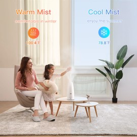 Elecameier Warm and Cool Mist Humidifier for Home/Bedroom with Remote Control 2.3L Smart Air Humidifier for Desk/Office/Bedroom 25dB Whisper Quiet with Auto Shut off