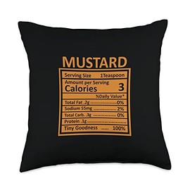 Nutritional Facts Labels Thanksgiving Gifts Store Thanksgiving Christmas Funny Mustard Nutrition Facts Throw Pillow, 18x18, Multicolor