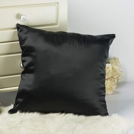 Tim & Tina Decorative Pillow Covers 100% Mulberry Silk Satin Pillowcase for Bed Room Couch 45cmx45cm (18" x 18", Black)