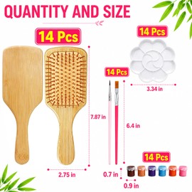 14 Set Bamboo Hairbrushes Bulk Brush DIY Painting Kit