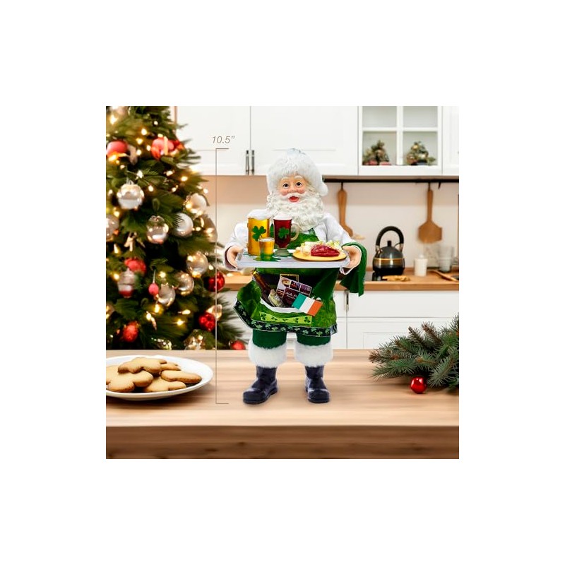 Kurt Adler 10.5-Inch Fabriché™ Musical Irish Chef Santa