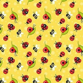 Gnome is Where Your Garden Grows Cotton Fabric Bugs Henry Glass By the Yard - by Lukas Winges