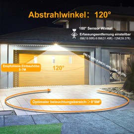 MEIKEE 60 W LED Spotlight with Motion Sensor Outdoor 5900LM 6500K Cool White 3 Modes 10 Brightness Levels LED Floodlight with Sensor IP66 Waterproof Headlight for Garden Garage Sports Field