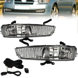 Nioboee Fog Lights Fit For 2006 2007 2008 2009 2010 2011 Hyundai Accent, Driver & Passenger Driving Fog Lamps W/Wiring Harness and Switch