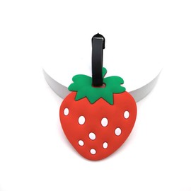 QFSH Cute Silicone Luggage Tag for Women Men Unique Travel Bag Tags Funny Colorful Identifier Suitcase Label (Strawberry)