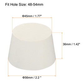 sourcing map Rubber Tapered Plug 45 mm to 56 mm Solid Test Tubes Plugs White for Lab House Pack of 2