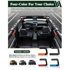 JROAD Bronco Aluminum Grab Handles Roll Bar Non-Slip Grip HandlesCompatible with Ford Bronco 2021-2025 Front or Rear Seat 2/4 Door Soft/Hard Top,Bronco Raptor Interior Accessories （2PCS/red）