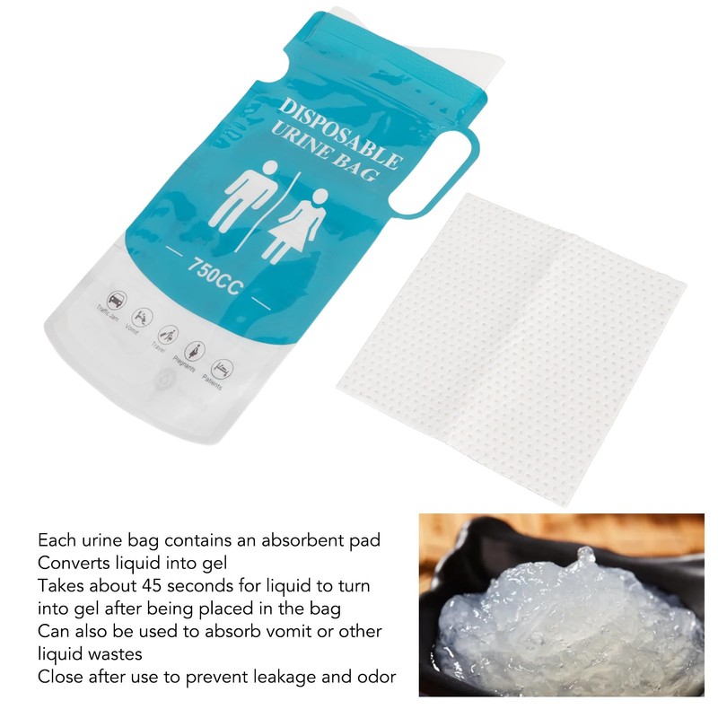 Bolsas Desechables para Orinal, 10 Piezas de 750 Ml, Bolsas