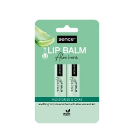 Sence Aloe Vera Lip Care with Vitamin A and Vitamin C, Vegan Skincare, Beauty Lip Balm, Lip Balm for Daily Care and Protection of Lips (2 x 4.3 g)