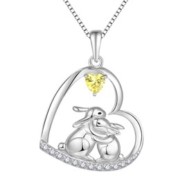Starnny Rabbit Necklace Women's Silver 925 Rabbit Moon Pendant Necklace 3A Zirconia Chain White Gifts for Her Women, Sterling Silver, Cubic Zirconia
