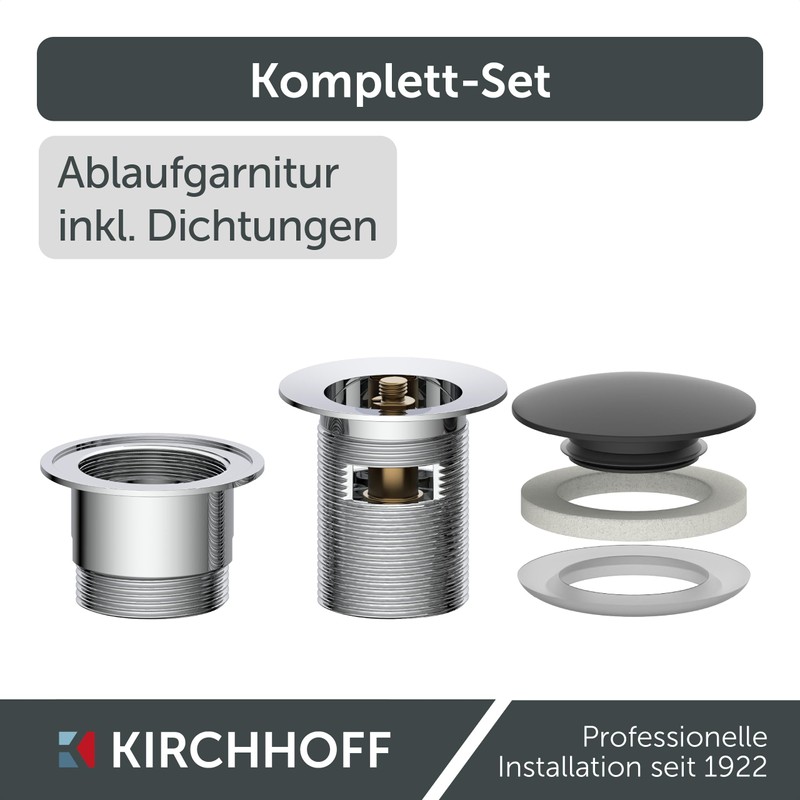 KIRCHHOFF Universal Sink Drain Set, Pop Up Sink Plug, Drain