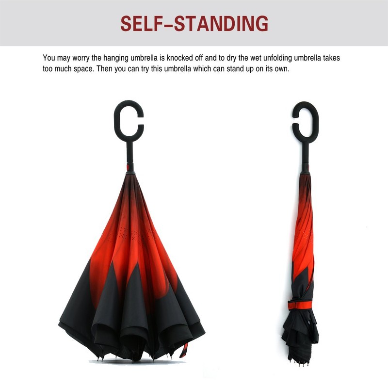 Spar. Saa Double Layer Inverted Umbrella with C-Shaped Handle, Anti-UV