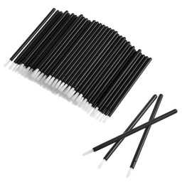 Lusofie 100Pcs Disposable Lip Brushes Lip Wands, Disposable Lip Applicators Nail Polish Brushes Mini Paint Brushes PYO Cookie Paint Brushes for Women Makeup(Black)
