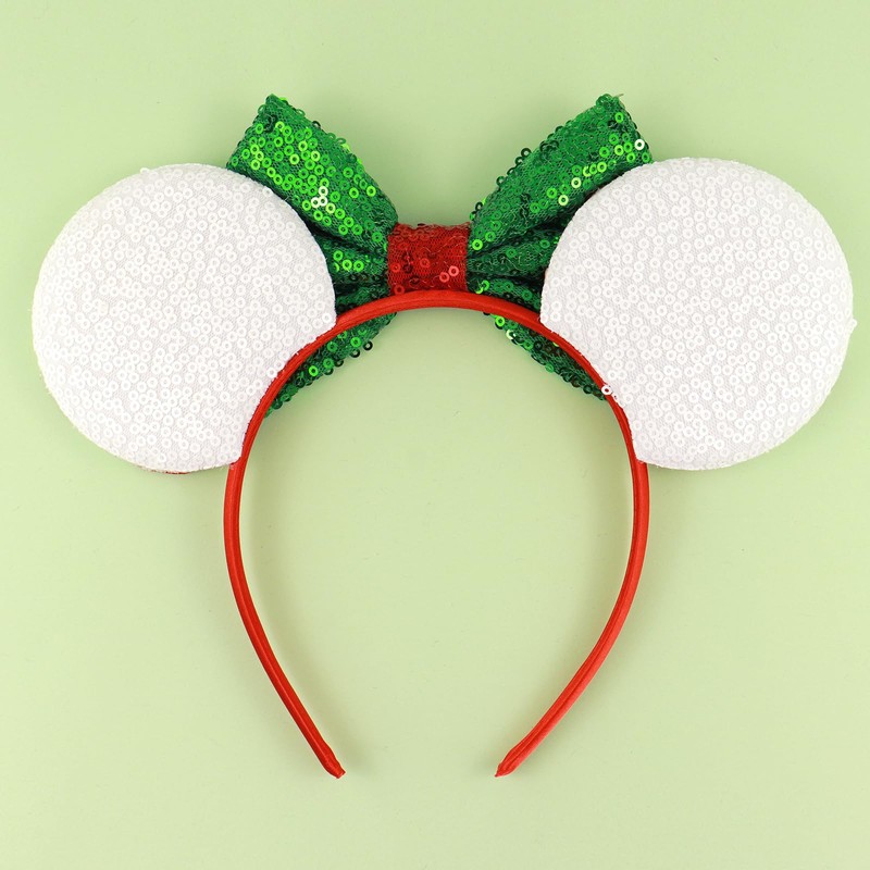 Christmas Mouse Ears Headbands for Women-White
