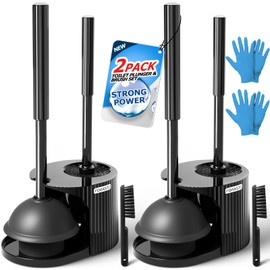 FORASTO 2Pack 4in1 Toilet Plunger and Brush Set - Bathroom Cleaning Tools