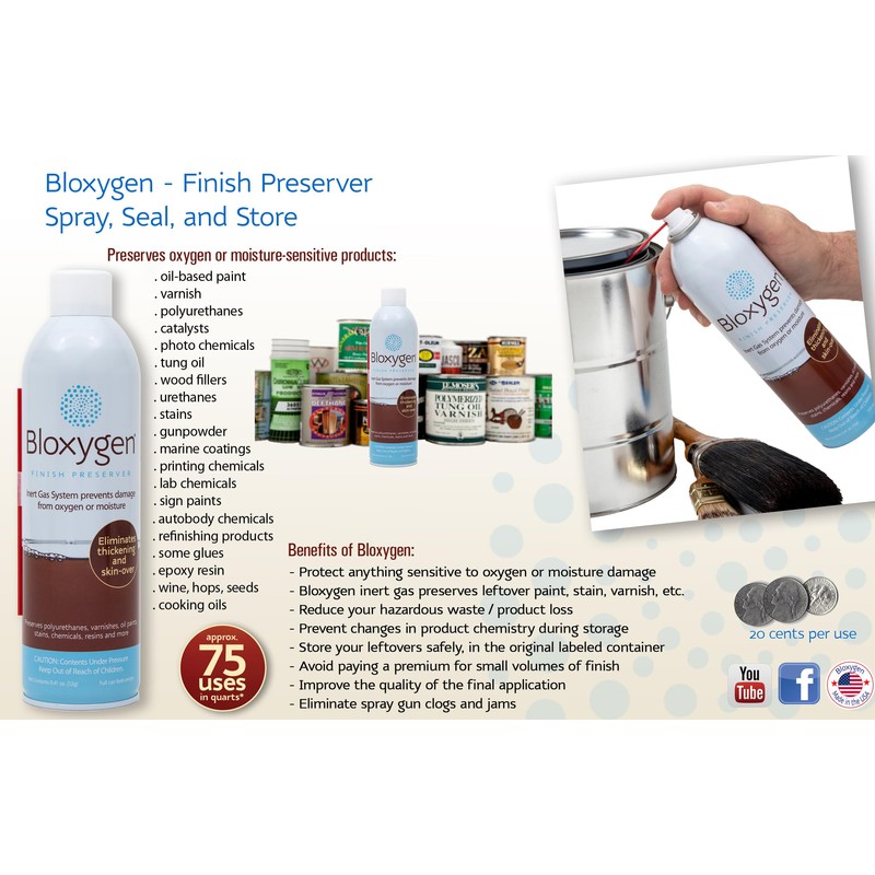 Bloxygen Preserver. Spray, Seal, and Store. 1 can Pack. Inert