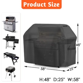 GARPROVM Barbecue Cover, Weatherproof, Gas Grill Cover, 147 x 61 x 122 cm, Waterproof 600D Oxford Fabric, Dustproof, Windproof, Grill Cover, Black