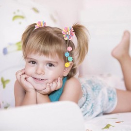 TODDER 6 PCS Hair Bows for Girls, Flower Hair Accessories Grosgrain Ribbon Hair Clips for Toddler Girls Cute Pigtail Hair Bows for Birthday, Themed Party, Christmas, Back to School(rainbow colors)