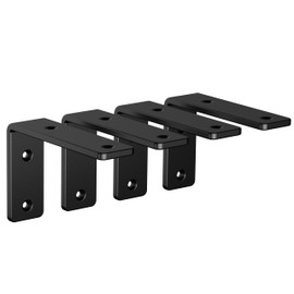 NEODROP 4-Pack 4 Inch Heavy Duty Shelf Brackets, Premium Floating L Bracket for Wall, Kitchen, Mantel Shelves Support | Quarter Inch (1/4") Thick | Black Powder Coated Steel