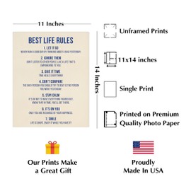 Best Life Rules- Inspirational Quotes Wall Art Decor, Modern Typographic Design Wall Sign For Home Decor, Office Decor & Classroom Decor. Great Motivational Lessons For Live. Unframed-11x14 (Biege)