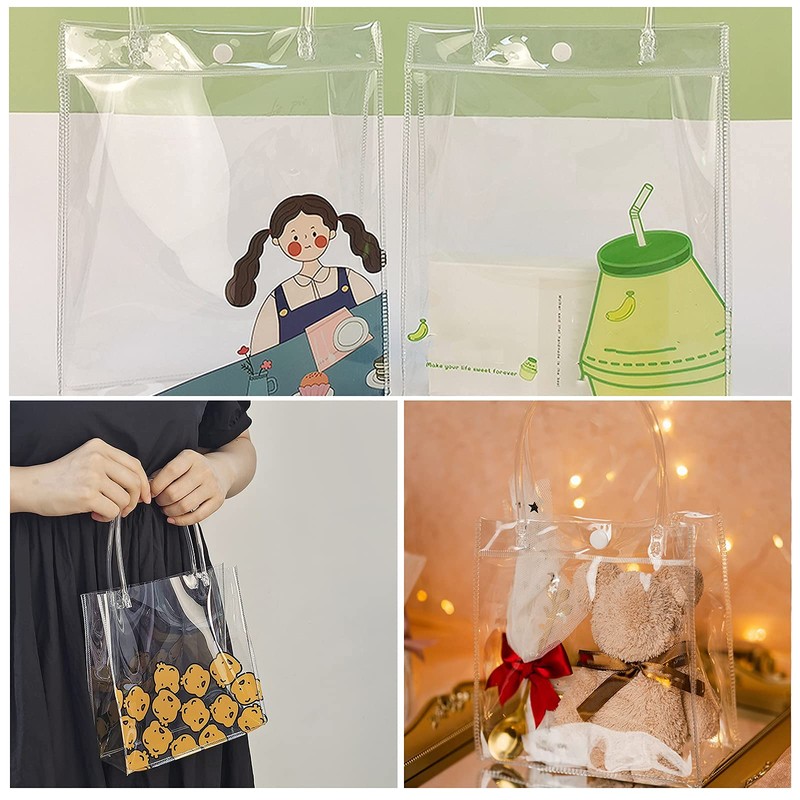 GORGECRAFT 3 Sizes PVC Gift Bags with Handles Clear Tote