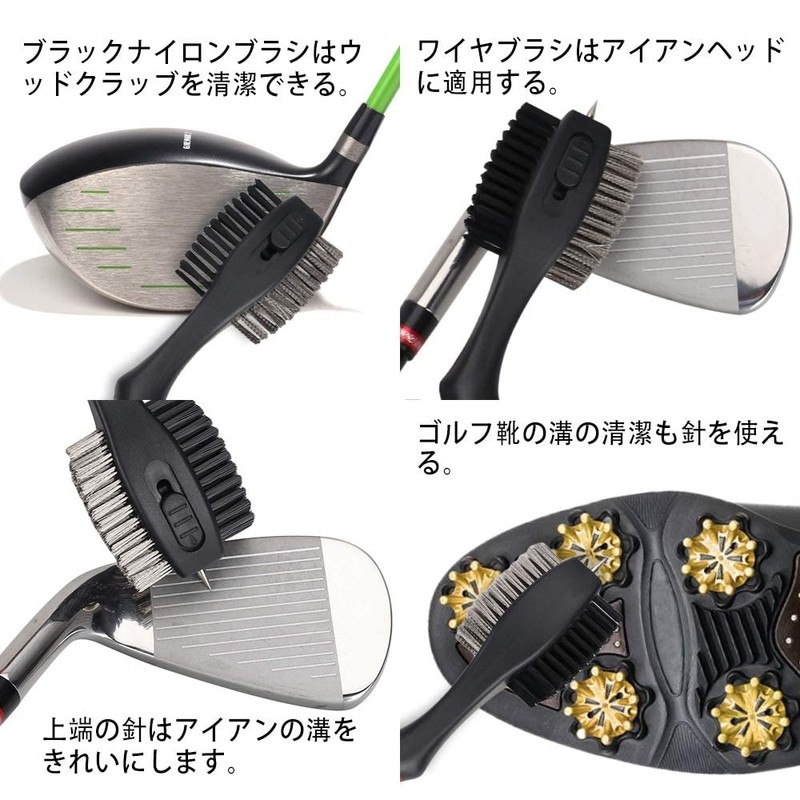 Golf Club Brush, Clean, Maintenance Tool, Wire, Nylon, Needle Storage,