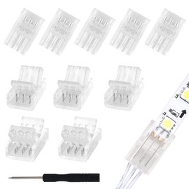 RGBZONE 10Pcs 3 Pin 10mm LED Strip Connectors Gapless Solderless Strip to Wire Quick Connector for 10mm Waterproof and Non-Waterproof WS2811 WS2812B LED Strip Lights