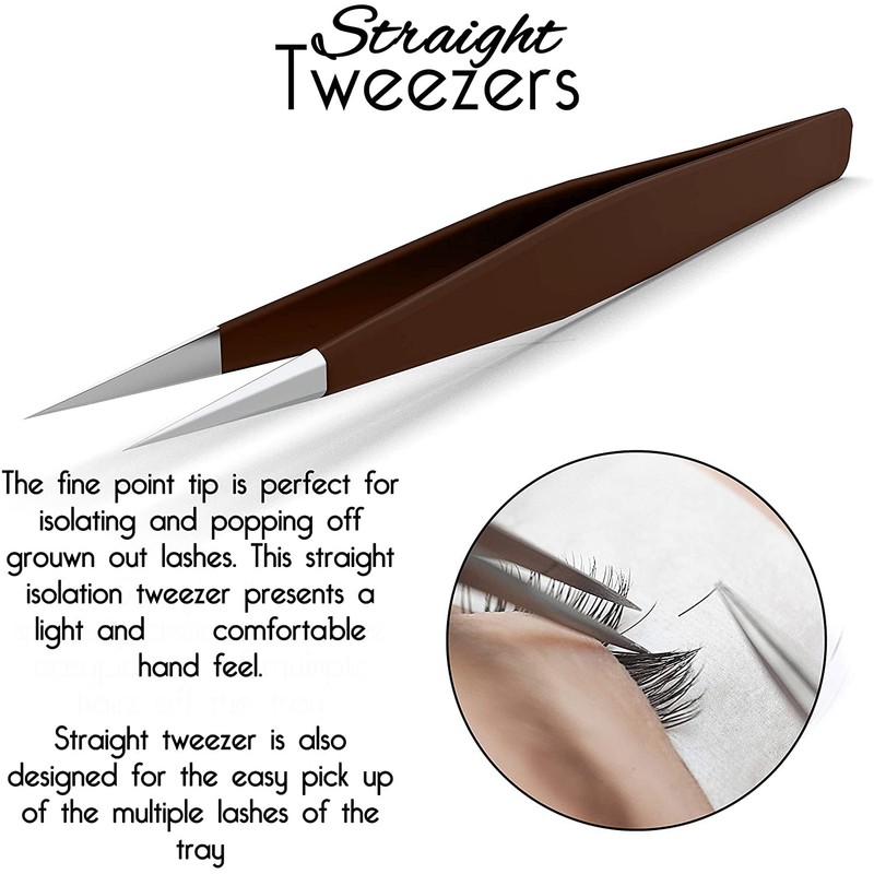 SIVOTE Lash Tweezers for Eyelash Extensions, Hand Calibrated Straight &