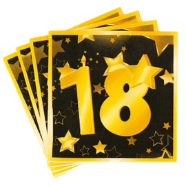 18th Birthday Decorative Napkins Black/Gold - Original Decoration for a Successful 18th Birthday Boy or Girl - Tiwoca