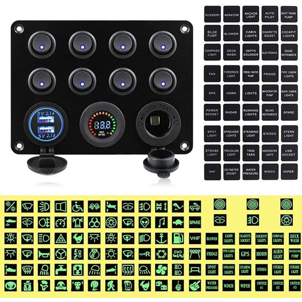 GIDREN 8 Gang ON-Off Toggle Switch Panel with DC 5V
