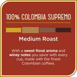 Don Francisco's 100% Colombia Supremo Whole Bean Coffee, Medium Roast – 100% Arabica Coffee, 12 oz Bag