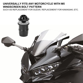Motorcycle Windshield Screw Kit, Fairing Screen Bolts Aluminum Rubber 10PCS Motorcycle M5x16mm/0.6in Windscreen Windshield Screw Bolts Kit Universal with Wrench(Black)