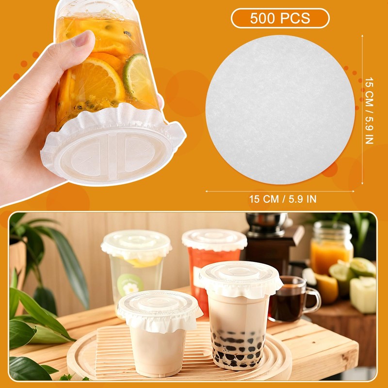 Leak Proof Paper Cup Liners - 500 Sheets Round Disposable