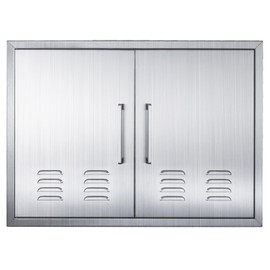 ZHAIUPON Outdoor Kitchen Double Doors, 30" W21 H Stainless Steel BBQ Doors w/Vents, Access Doors for Outdoor Kitchen, Grilling Station, BBQ Island