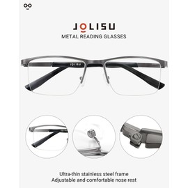JOLISU 4 Pack Reading Glasses Men, Blue Light Blocking Computer Half Frame Metal Readers Spring Hinge Eyeglasses（1.75