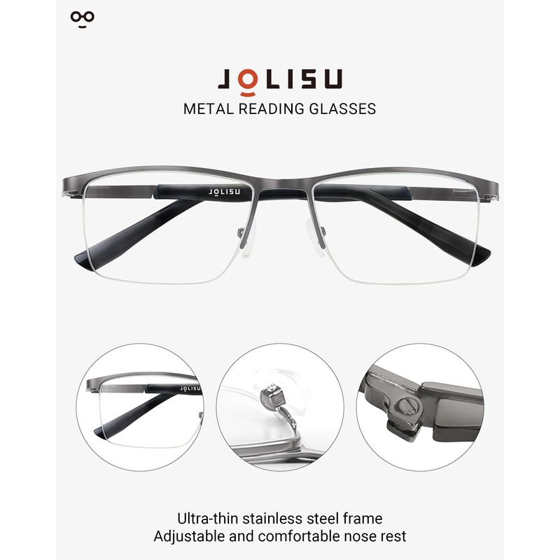 JOLISU 4 Pack Reading Glasses Men, Blue Light Blocking Computer
